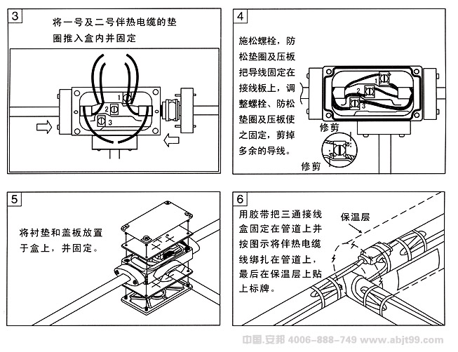 電黄瓜官网入口帶（黄瓜官网入口電纜）三通電源接線盒安裝圖（二）
